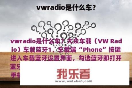 vwradio是什么车？