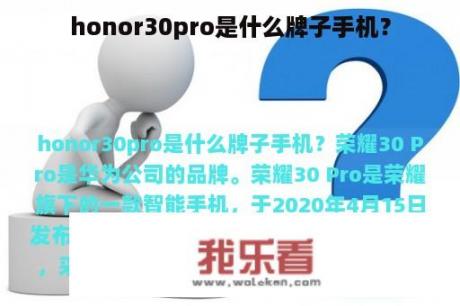 honor30pro是什么牌子手机？