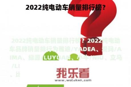 2022纯电动车销量排行榜？