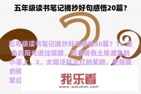 五年级读书笔记摘抄好句感悟20篇？