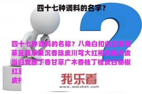 四十七种调料的名字？