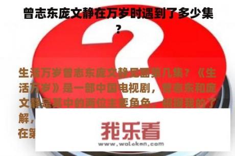 曾志东庞文静在万岁时遇到了多少集？