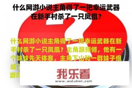 什么网游小说主角得了一把幸运武器在新手村杀了一只凤凰？