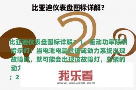 比亚迪仪表盘图标详解？