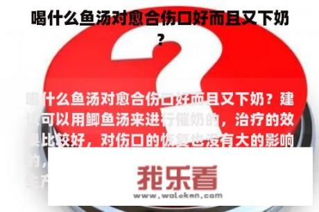 喝什么鱼汤对愈合伤口好而且又下奶？