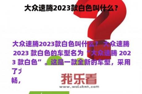 大众速腾2023款白色叫什么？