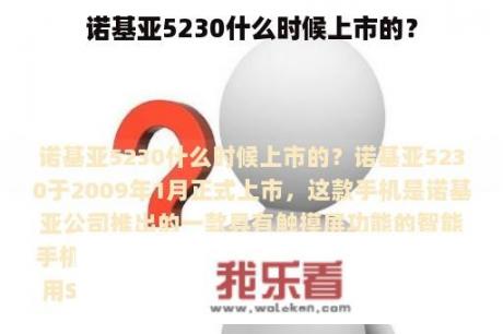 诺基亚5230什么时候上市的？