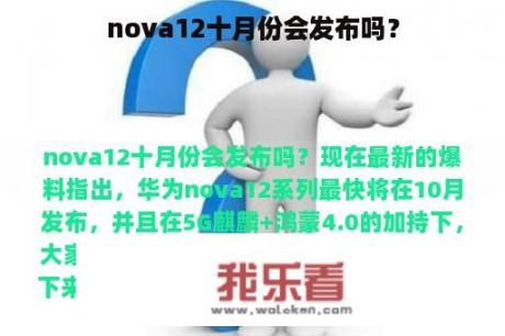 nova12十月份会发布吗？