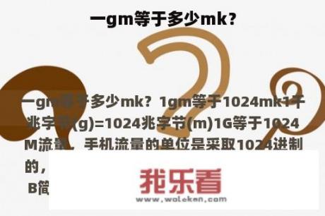 一gm等于多少mk？