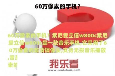 60万像素的手机？