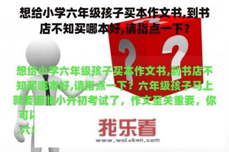 想给小学六年级孩子买本作文书,到书店不知买哪本好,请指点一下？