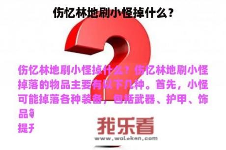 伤忆林地刷小怪掉什么？