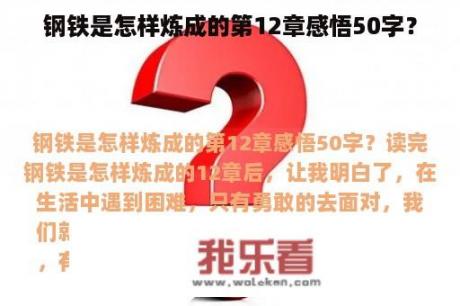 钢铁是怎样炼成的第12章感悟50字？