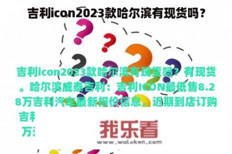 吉利icon2023款哈尔滨有现货吗？