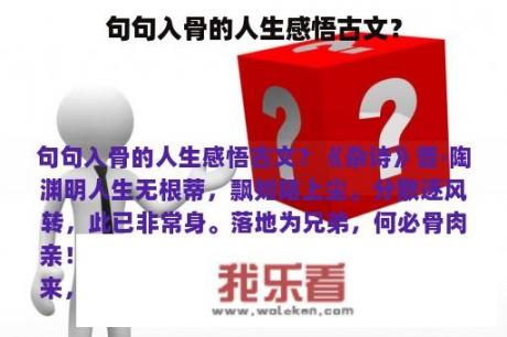 句句入骨的人生感悟古文？