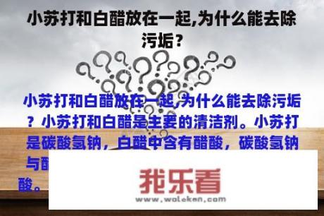 小苏打和白醋放在一起,为什么能去除污垢？