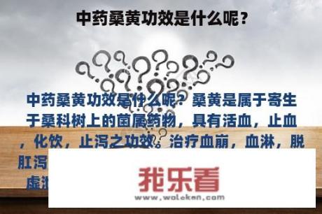 中药桑黄功效是什么呢？