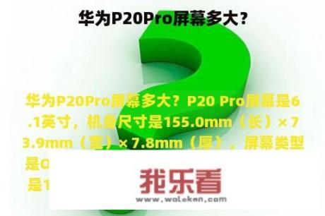 华为P20Pro屏幕多大？