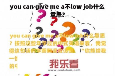 you can give me a不low job什么意思？