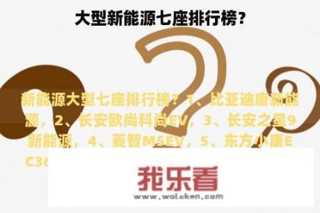 大型新能源七座排行榜？