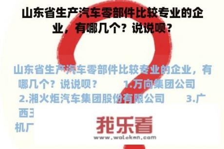 山东省生产汽车零部件比较专业的企业，有哪几个？说说呗？