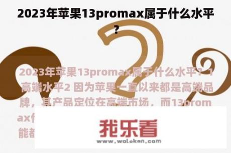 2023年苹果13promax属于什么水平？