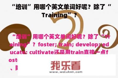 “培训”用哪个英文单词好呢？除了“Training”？