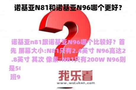 诺基亚N81和诺基亚N96哪个更好？