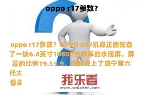 oppo r17参数？