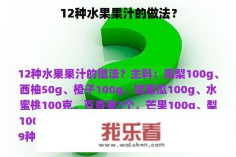 12种水果果汁的做法？