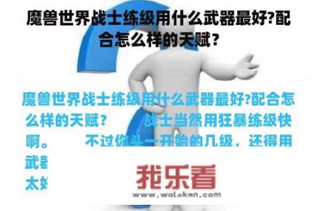 魔兽世界战士练级用什么武器最好?配合怎么样的天赋？