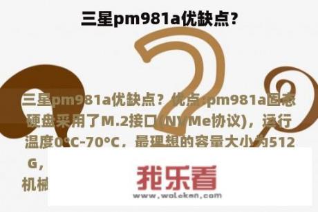 三星pm981a优缺点？