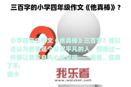 三百字的小学四年级作文《他真棒》？