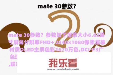 mate 30参数？