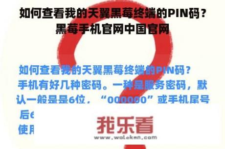 如何查看我的天翼黑莓终端的PIN码？黑莓手机官网中国官网