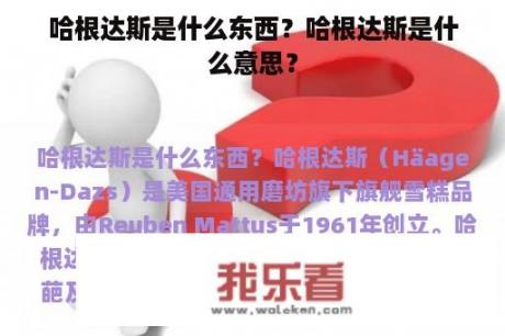 哈根达斯是什么东西？哈根达斯是什么意思？