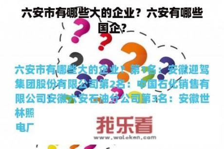 六安市有哪些大的企业？六安有哪些国企？