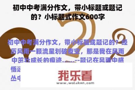 初中中考满分作文，带小标题或题记的？小标题式作文600字