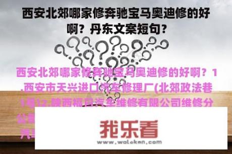 西安北郊哪家修奔驰宝马奥迪修的好啊？丹东文案短句？