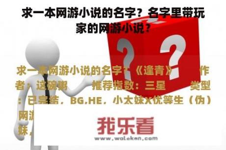 求一本网游小说的名字？名字里带玩家的网游小说？