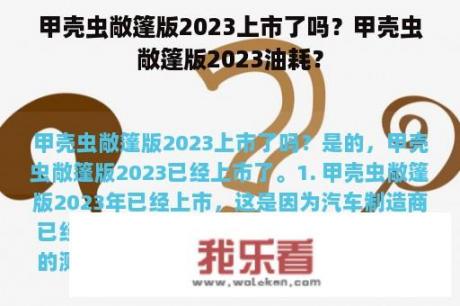 甲壳虫敞篷版2023上市了吗？甲壳虫敞篷版2023油耗？