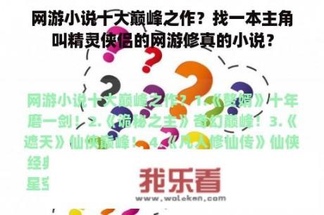 网游小说十大巅峰之作？找一本主角叫精灵侠侣的网游修真的小说？