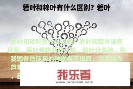 箬叶和粽叶有什么区别？箬叶