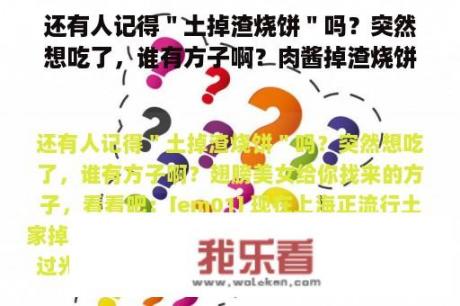 还有人记得＂土掉渣烧饼＂吗？突然想吃了，谁有方子啊？肉酱掉渣烧饼怎么做？