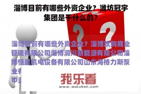 淄博目前有哪些外资企业？潍坊冠宇集团是干什么的？