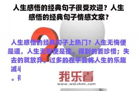 人生感悟的经典句子很受欢迎？人生感悟的经典句子情感文案？