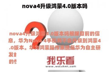 nova4升级鸿蒙4.0版本吗