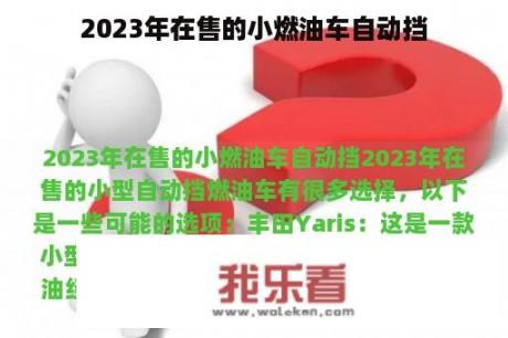 2023年在售的小燃油车自动挡