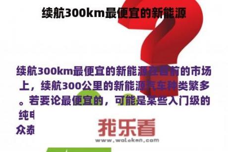 续航300km最便宜的新能源