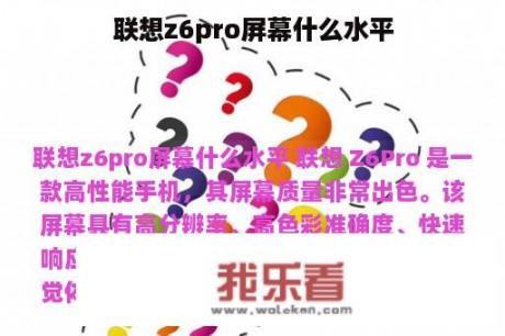 联想z6pro屏幕什么水平